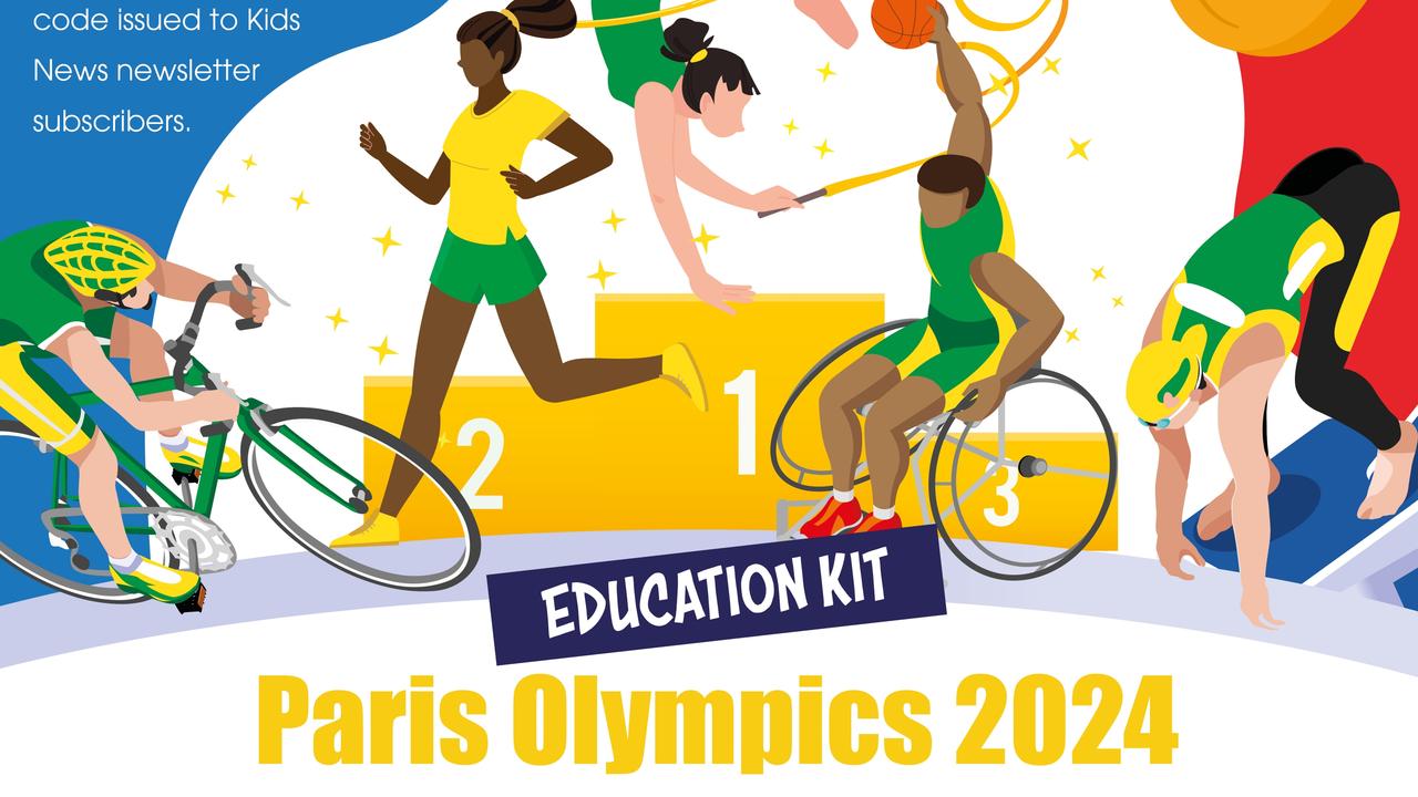 KIDS NEWS 2024: Kids News Paris Olympics Education Kit cover artwork. June 20. 4:3 size thumbnail and substitutes. Picture: Abi Fraser