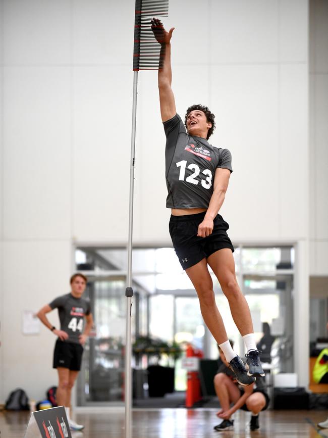 Leaping at the SA draft combine. Picture: Tricia Watkinson