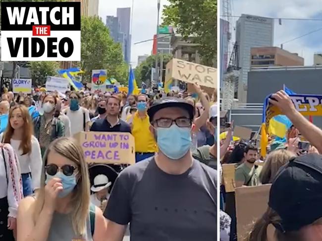 Thousands have descended on Melbourne on Sunday to show solidarity with Ukraine and call out Vladimir Putin.