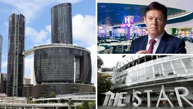 Clockwise from above right: Star Entertainment CEO Steve McCann, Star Sydney and Queen's Wharf in Brisbane