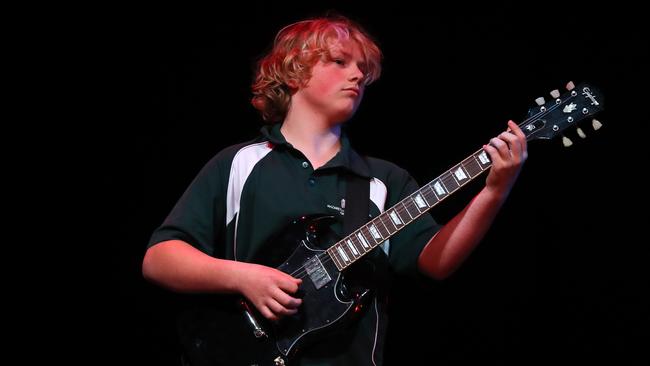 Nazareth Catholic Primary band Lost Property performing in the Geelong Schools Music and Movement Festival. Picture: Alison Wynd