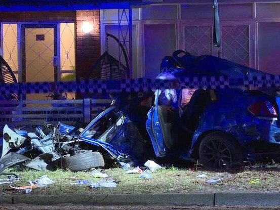 Wreckage of the car on The Grand Pde, Monterey.