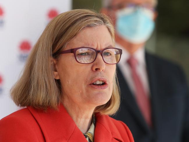 NSW Chief Health Officer Dr Kerry Chant speaks during at a COVID-19 update. Picture: Lisa Maree Williams/Getty Images