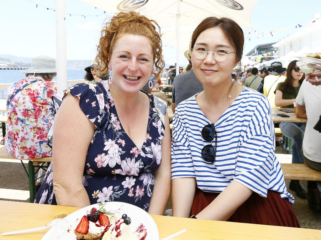 Lyndal Jolly, of Moonah, left, and Annette Kim, of Sandy Bay.