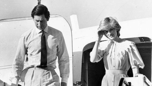 Prince Charles and Princess Diana arrive at Alice Springs Airport, Northern Territory, in 1983. Picture: NewsCorp