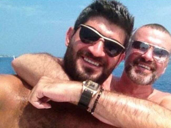 Australian hairdresser Fadi Fawaz and boyfriend George Michael. Picture: Twitter