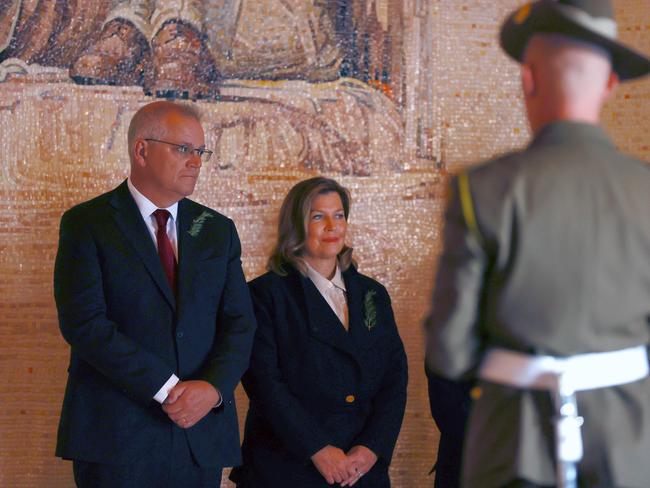 Scott Morrison with his wife Jenny at the National Service. Picture: NCA NewsWire / Gary Ramage