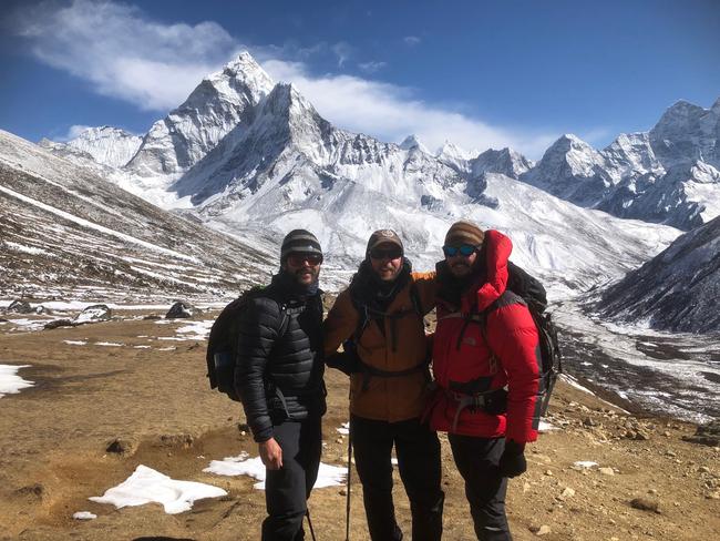 Anthony Keane, Paul Ashenden and Brad Fleet in Nepal. Picture: Anthony Keane