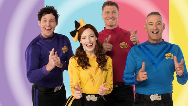 Gillespie with his Wiggles co-stars Emma Watkins, Simon Pryce and Greg Page.