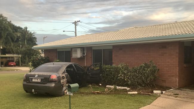 A stolen Holden Commodore crashed into a house at Tapiolas Ave, Kirwan.