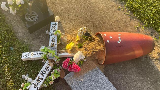 A vase recently tipped over at the Martyn Street Cemetery. Picture: Supplied