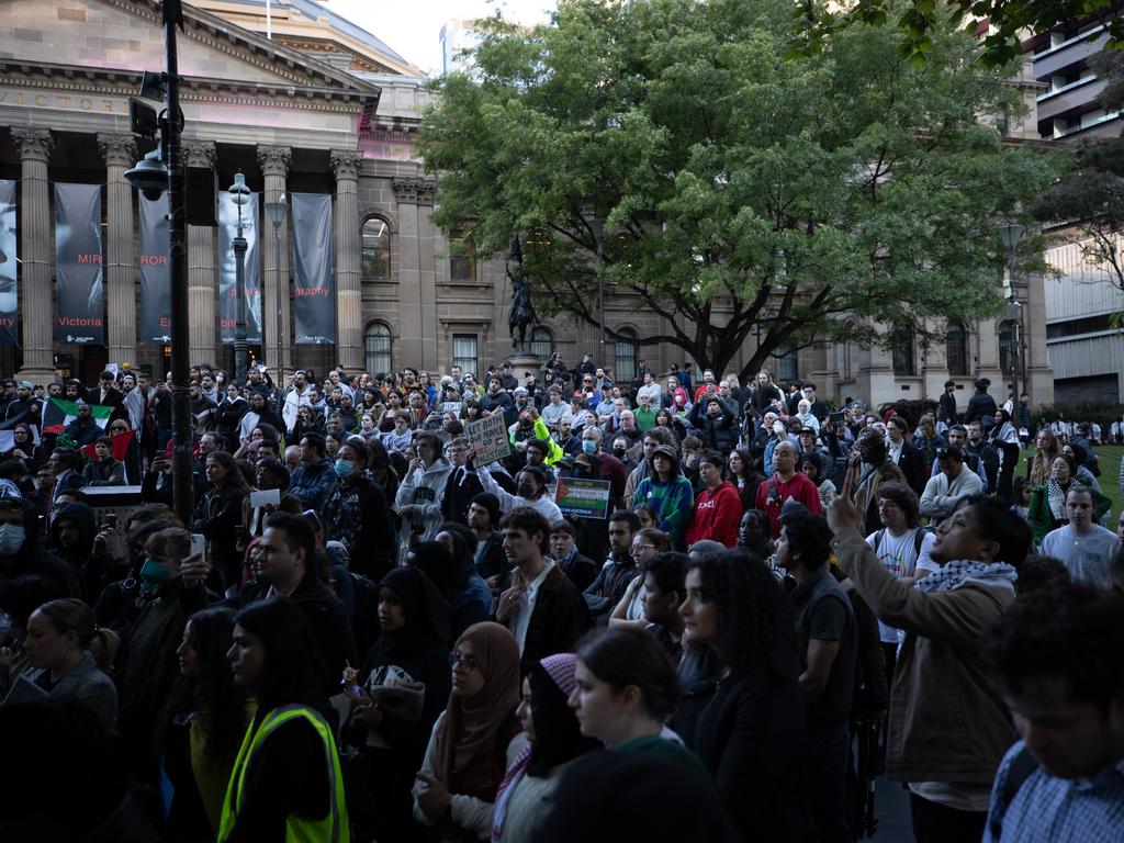 Attendees show their support for Palestinians. Picture: Andrew Henshaw