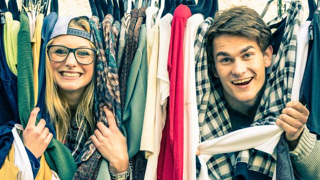 Weekend Extra: Young hipster couple at the weekly clothes market