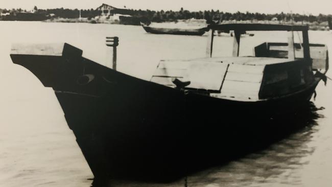 The fishing boat that took Ngon Ha her family and 44 others away from the downfall of Saigon and to safety in Indonesia and later a new life in South Australia. Picture: Ngon Ha