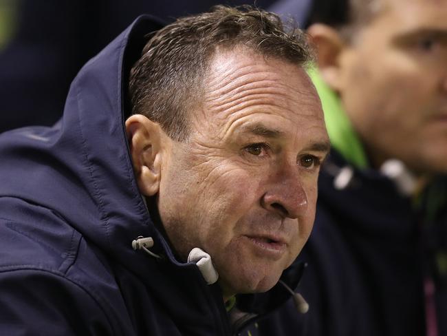 Canberra coach Ricky Stuart during the Cronulla Sharks v Canberra Raiders NRL match at Southern Cross Group Stadium, Cronulla. Picture: Brett Costello