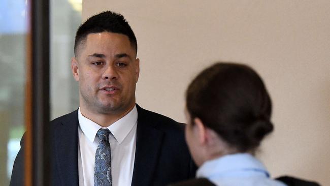 SYDNEY, AUSTRALIA - NewsWire Photos MARCH, 17, 2021: Jarryd Hayne is seen arriving at Downing Centre Courts, in Sydney. Former NRL player Jarryd Hayne's retrial over claims he raped a woman during a stopover at her house, is underway in Sydney. Picture: NCA NewsWire/Bianca De Marchi