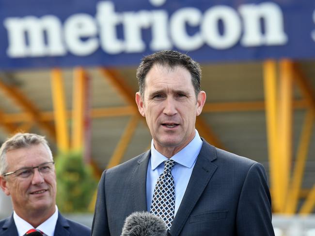 Cricket Australia CEO James Sutherland looks on during a scheduling announcement at Metricon Stadium on the Gold Coast, Monday, April 30, 2018. The Gold Coast will host a T20 match between Australia and South Africa at Metricon Stadium on November 17. (AAP Image/Dave Hunt) NO ARCHIVING