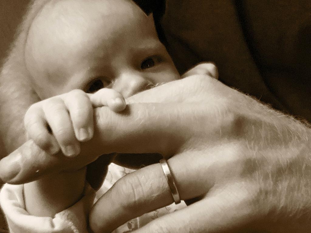 Archie Harrison is just two months old and will be christened at a private ceremony on Saturday. Picture: Duke and Duchess of Sussex/@SussexRoyal via AP.