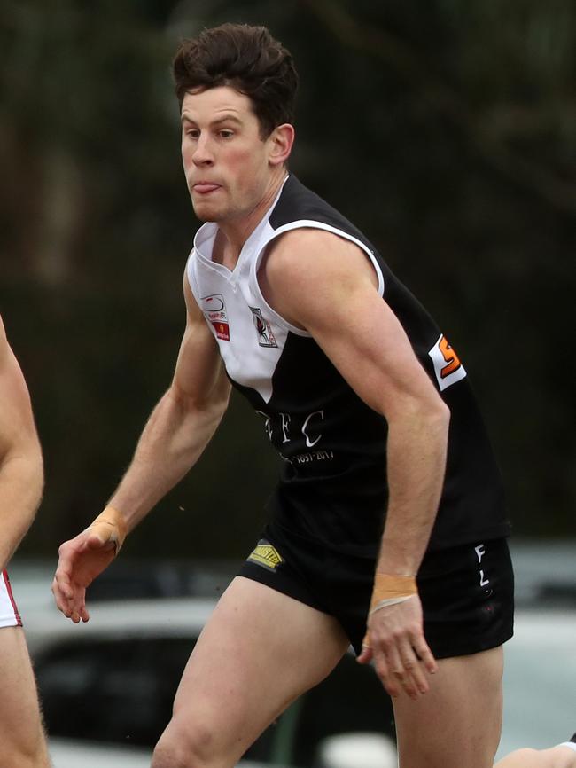 Ringwood captain Trent Farmer has 40 goals at the halfway mark of the season. Picture: Mark Dadswell