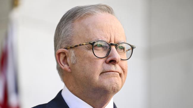 CANBERRA, AUSTRALIA  - NewsWire Photos - MAY 5, 2025:  Prime Minister Anthony Albanese holds a press conference at Parliament House in Canberra Picture: NewsWire / Martin Ollman