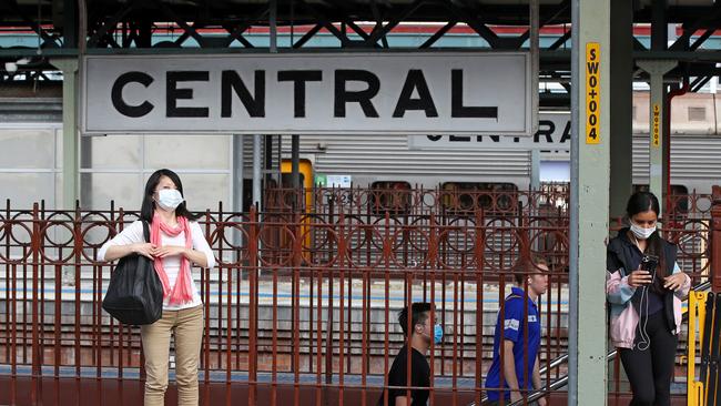 Sydney’s Central Station was unusually quiet during the 5pm public transport peak yesterday. Picture: Toby Zerna