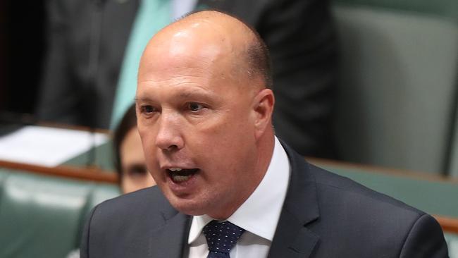 Home Affairs Minister Peter Dutton during Question Time in the House of Representatives Chamber at Parliament House in Canberra. Picture: Kym Smith