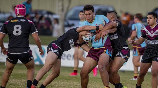 Langer Cup: Keebra Park SHS's Isaac Matalavea-Booth in action against Marsden SHS at Southport Tigers home ground Owen Park on Wednesday. Picture: Jerad Williams