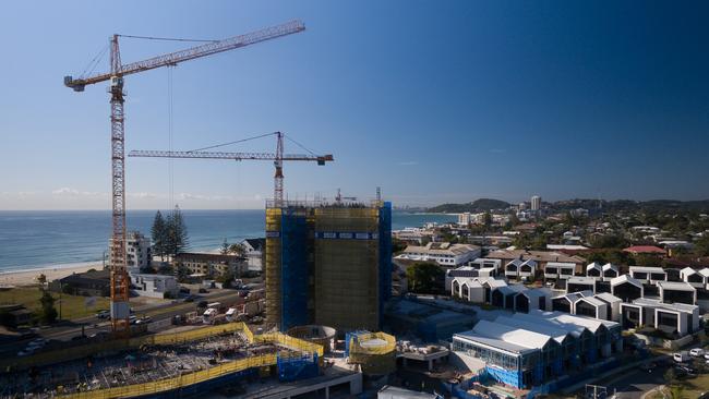 Drone image of Sunland's Palm Beach development Magnoli under construction.