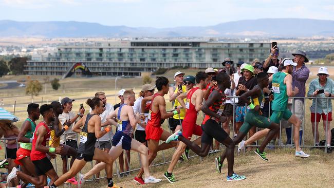 Athletes compete in the Mixed Relay race during the 2023 World Cross Country Championships.