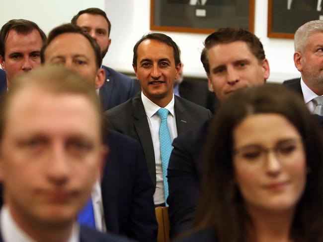Dave Sharma in the Joint Party Room meeting at Parliament House in Canberra this week. Picture Kym Smith