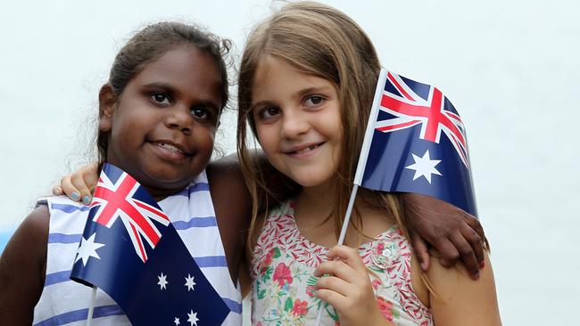 Zena and Isabel celebrate Australia Day. Picture: Mark Scott