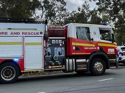 A man in his 40s was taken to hospital in serious condition with significant leg injuries, after a vehicle crashed into a tree on Chambers Flat Road. Picture: Facebook/Harvey's Towing