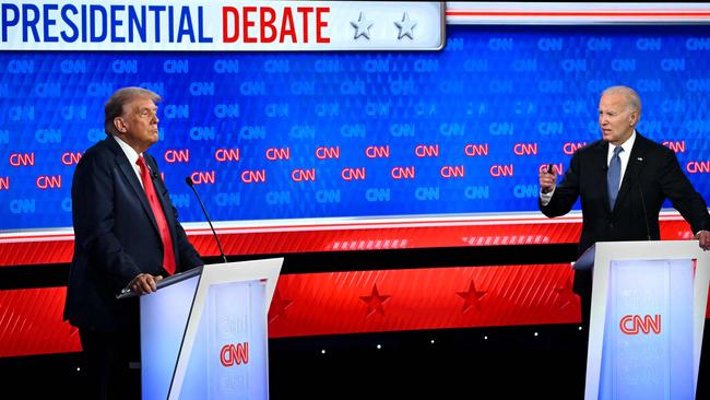 Former US President and Republican presidential candidate Donald Trump at the debate with US President Joe Biden at CNN's studios in Atlanta, Georgia. Picture: AFP