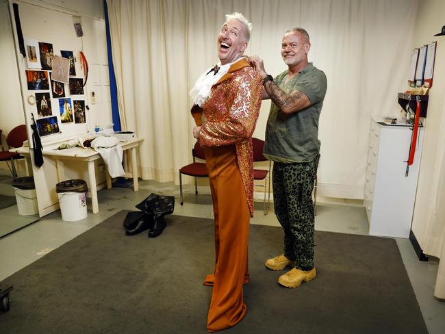 Kanen Breen, the Helpmann Award-winning tenor being fitted by Tim Chappel. Picture: Richard Dobson