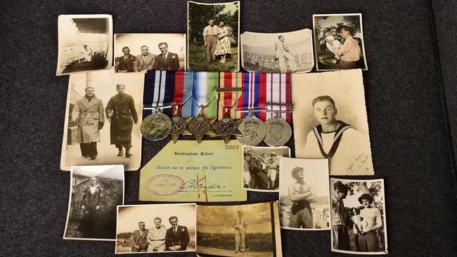 Judith Bronwyn Murphy's father's Word War II medals and memorabilia. Picture: Shae Beplate.