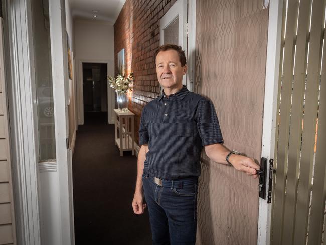 Property owner Chris Byrne at his Airbnb property. Picture: Jason Edwards