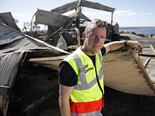 City of Port Lincoln CEO Matthew Morgan at the burnt out Port Lincoln Resource and Recovery Centre (Dump) Picture: Robert Lang
