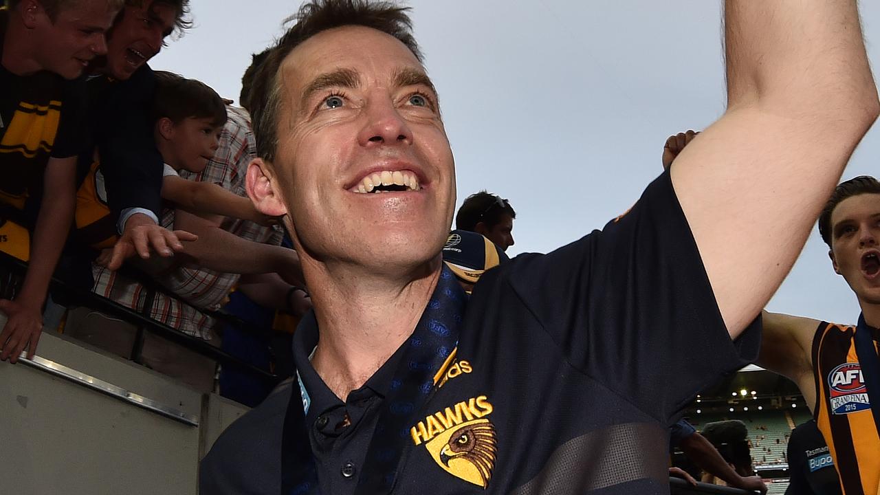 Alastair Clarkson during the Hawks’ premiership halcyon days — he’s keen to lead them back to the top of the competition. Picture: AAP