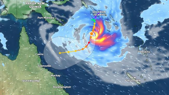 Tropical Cyclone Jasper as seen through the Zoom Earth website showing the direction may have changed and heading towards Cairns Picture Zoom Earth