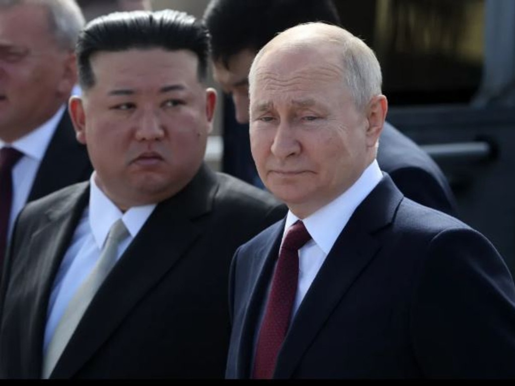 Vladimir Putin and Kim Jong-un met for historic talks in Russia last year. Picture: Getty Images