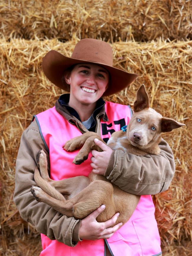 Josie Elliott and Terry at the Casterton Kelpie Muster. Pictures: Nicole Cleary.