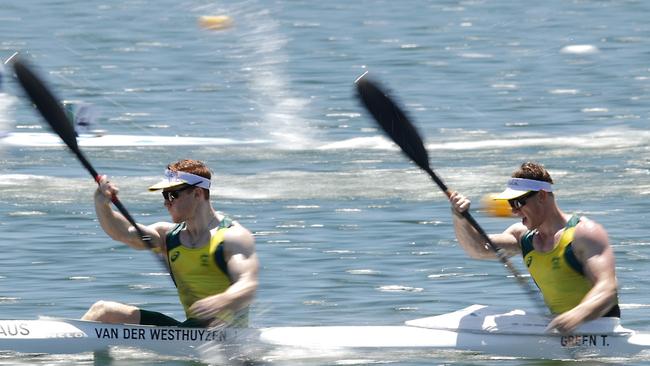 Jean van der Westhuyzen and Thomas Green of Team Australia. Picture: Adam Pretty/Getty Images