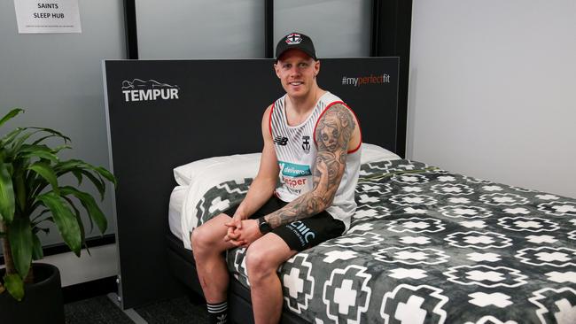 Zak Jones at the Saints Sleep Hub at St Kilda’s training facility in Moorabbin.