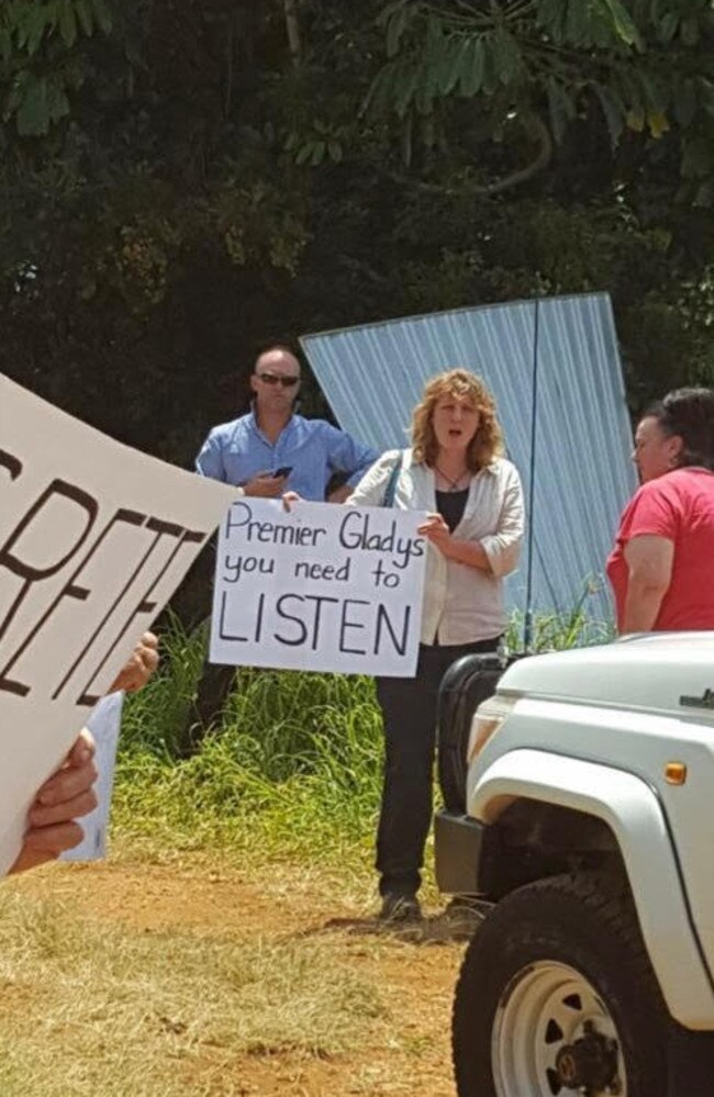 Tweed Mayor Katie Milne was one of about 130 protesters at the site for the $534 million Tweed Valley Hospital.