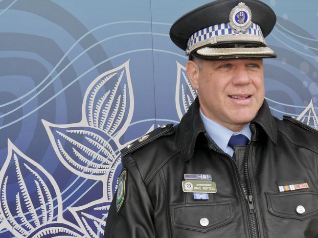 Tweed Byron Police District Superintendent Dave Roptell addresses the media about the impending border changes outside the Tweed Heads Police station on July 9. Picture: Jessica Lamb