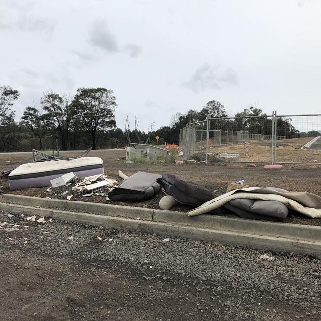 Hard waste strewn across Rowes Lane in Wallan.