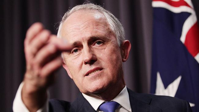 Malcolm Turnbull speaks to the media after winning the leadership ballot at Parliament House.