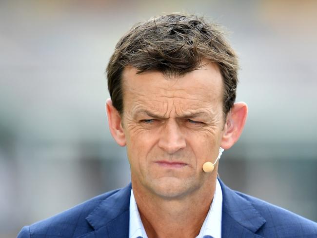 Adam Gilchrist (left) and Shane Warne (right) are seen during day one of the first Test Match between Australia and Pakistan at the Gabba in Brisbane, Thursday, November 21, 2019 (AAP Image/Darren England) NO ARCHIVING, EDITORIAL USE ONLY, IMAGES TO BE USED FOR NEWS REPORTING PURPOSES ONLY, NO COMMERCIAL USE WHATSOEVER, NO USE IN BOOKS WITHOUT PRIOR WRITTEN CONSENT FROM AAP