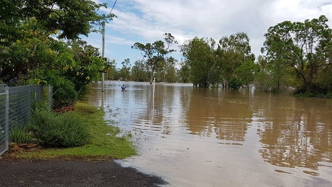 The rising waters at Jandowae after heavy rains flooded the small town. Picture: Jade Por