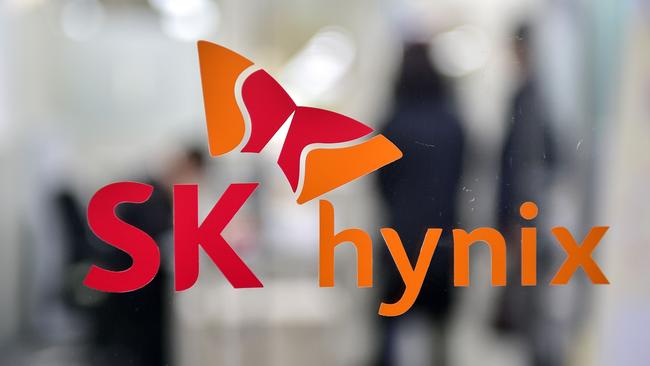 The logo of South Korean chipmaker SK Hynix. Picture: AFP